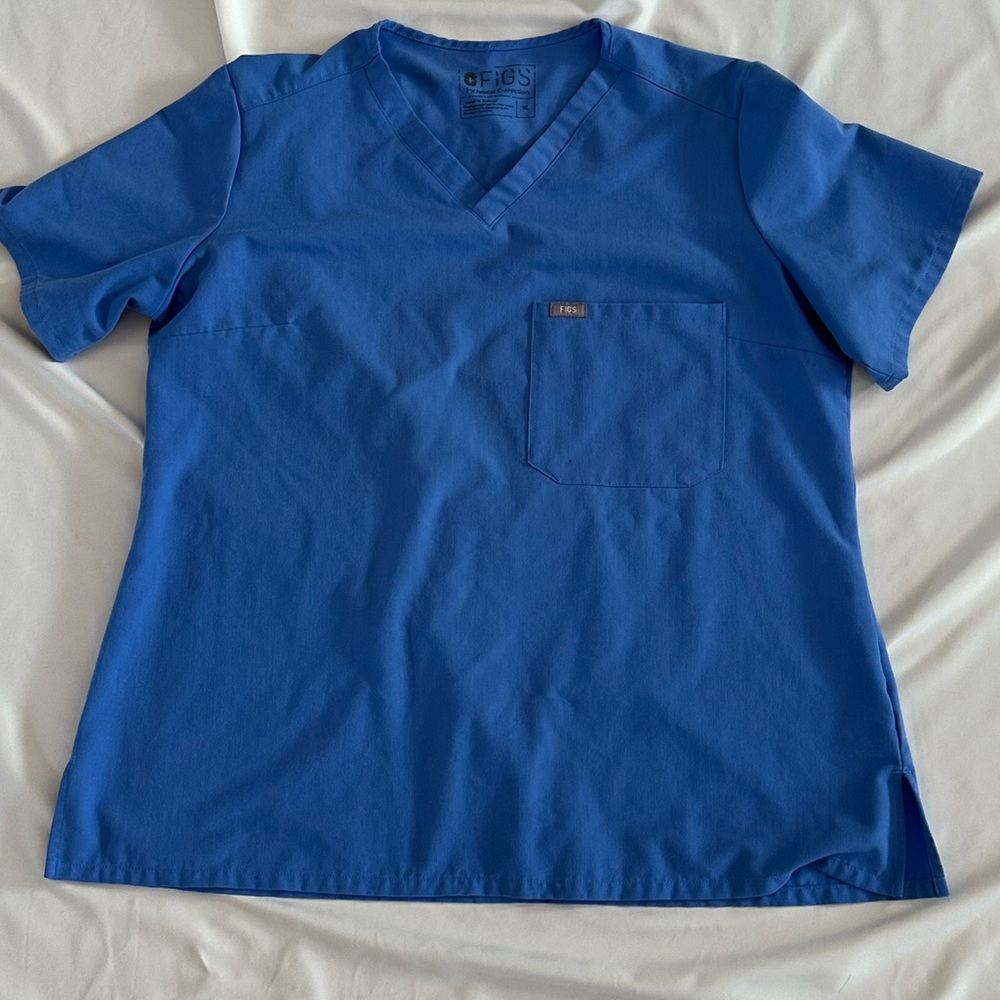 Figs Ciel Blue Catarina Scrub Top XL
